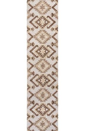 Jonathan Y Designs Sumak High-Low Pile Neutral Diamond Kilim Indoor/Outdoor Area Rug in Brown/ivory at Nordstrom, Size 2Ft 0In X 8Ft 0In
