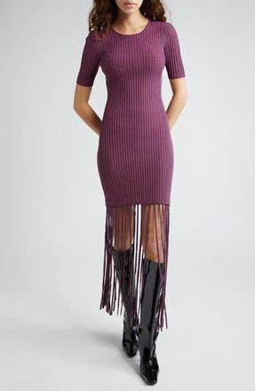 Ganni Melange Rib Fringe Detail Knit Dress in Fiji Flower at Nordstrom Rack, Size X-Small