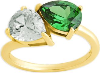 Sterling Forever Toi Et Moi Cubic Zirconia Ring in Gold at Nordstrom, Size 7