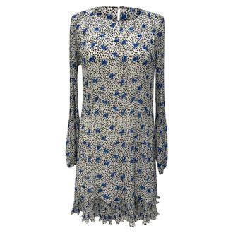 Maje Printed Long Sleeve Mini Dress in Multicolor Polyester