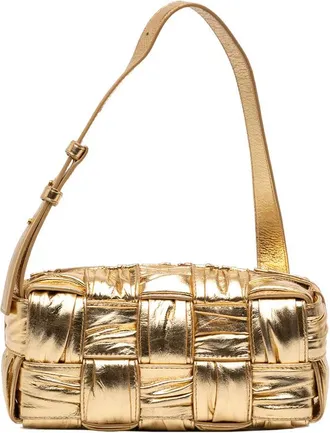 Bottega Veneta Pre-owned Bottega Veneta Small Metallic Lambskin Intrecciato Plisse Brick Cassette Ladies JZJKXBGC91ZCWKG5