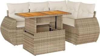 vidaXL Juego de sofás jardín con cojines 5 pzas ratán sintético beige Vidaxl