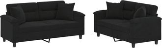 vidaXL Vidaxl - Juego De Sof&aacute;s Con Cojines 2 Piezas Tela Microfibra Negro