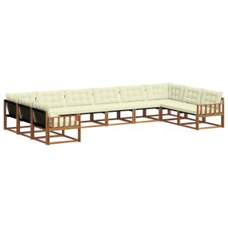 vidaXL Conjunto De Sof&aacute;s De Exterior Con Coj&iacute;n 10 Pcs Natural Y Crema Vidaxl