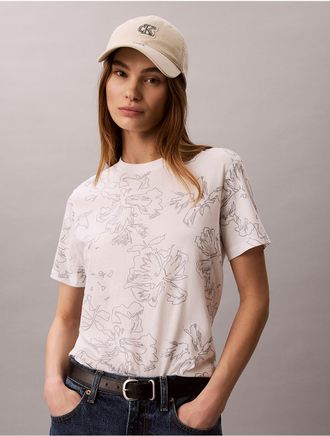 Calvin Klein Jeans Calvin Klein Womens Floral Graphic Classic Tee - Open White - XL