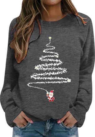 Generic Christmas Sweatshirt For Women Xmas Printed Sweatshirt Ladies Christmas Jumpers Loose Funny Xmas Jumpers Long Sleeve Crewneck Shirt Ladies Fashion Hoo