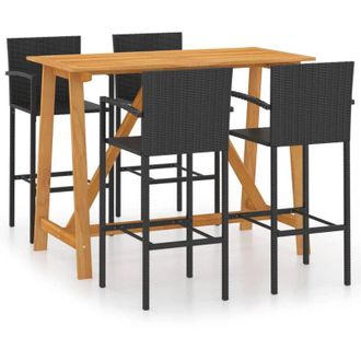 vidaXL 5 Pcs Bar Set Para Garden Black