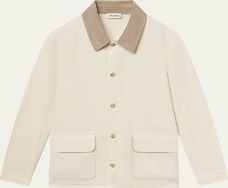 Frame Denim Mens Corduroy-Collar Canvas Shirt Jacket