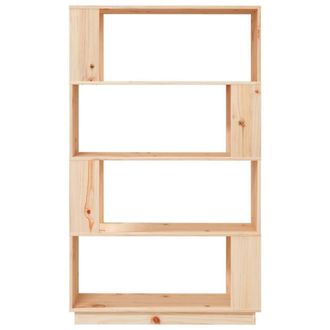 Berkfield Home Beautiful Book Cabinet/Room Divider 80x25x132 cm Solid Wood Pine in Light Tan | Size: 80 x 25 x 132 cm
