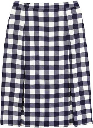 Christopher Kane Navy & white gingham print silk skirt Size XS