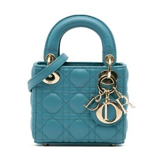 Dior Pre-owned Micro Lambskin Cannage Mini Bag - Dames - Vintage Handtas - Blauw - ONE Size - Leer - Vintage