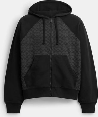Coach Signature Full Zip Hoodie In Organic Cotton