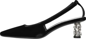 Tom Ford Kristal-versierde fluwelen slingback pump - Dames - Pumps - Zwart - 36 EU - Leer - Schoenen