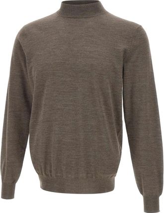 FILIPPO DE LAURENTIIS Superfijne 120s Wollen Trui - Heren - Coltruien - Bruin - 5XL - Wol - Truien & Vesten