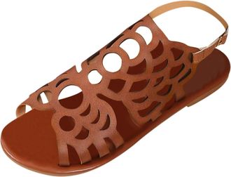 Generic Summer Orthopedic Sandals Women Womens Flat Toe Ankle Buckle Strap Hollow Out Ladies Summer Casual Comfort Walking Shoe For Beach Vacation Travel Size