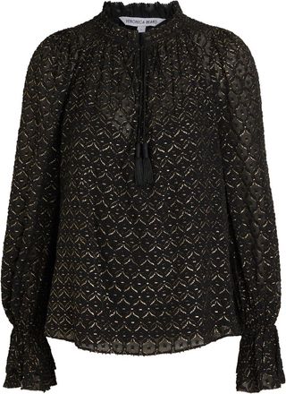 Veronica Beard Maxime fil Coupé Chiffon Blouse - Black - 12 (UK16 / XL)