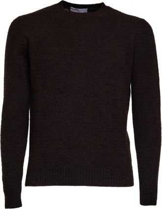 FILIPPO DE LAURENTIIS Geborstelde Trui met Ronde Hals - Heren - Cashmere truien - Bruin - XL - Polyester - Truien & Vesten