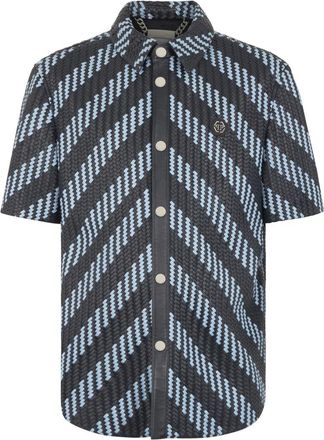 Philipp Plein Camicia a maniche corte in pelle intrecciata - - Shirts - Uomo - Blu - L