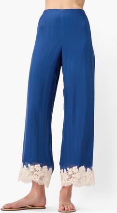 Cami NYC Gilda Lace Trim Silk Ankle Pants in Sailor at Nordstrom, Size X-Small