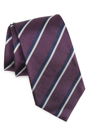 Ermenegildo Zegna Diagonal Stripe Jacquard Silk Tie in Purple at Nordstrom