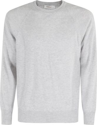 KANGRA Zilveren Crewneck Sweatshirt met Lange Mouwen - Heren - Ronde hals truien - Grijs - 3XL - Wol - Truien & Vesten