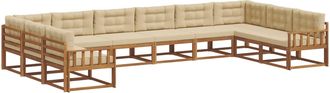 vidaXL Conjunto De Sof&aacute;s De Exterior 10 Uds. Natural Y Beige Vidaxl