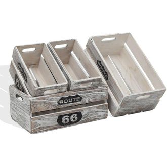 Mobili Rebecca Mobili Rebecca - Rebecca Mobili Set 4 Cassette Legno Portaoggetti Legno Grigio Shabby15x35x22