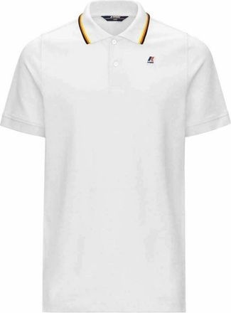 K-Way Gestreept Slim Fit Polo met Korte Mouwen - Heren - Polos - Wit - S - Katoen - Tops