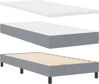 vidaXL Vidaxl - Cama Box Spring Con Colch&oacute;n Gris Claro 100 X 200 Cm Tela