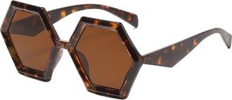 Generic Large Frame Fashion Polygonal Sunglasses Mens And Womens Party Shopping Street Photography Vacation Sun Glasses(Brown)