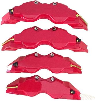 Trade Shop Trade Shop - Set 2pz Copri Pinza Disco Freno Copertura Calibro Auto Rosso Universale