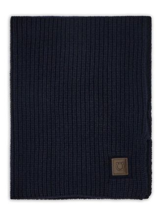 Ferragamo ribbed tag neck warmer - Blue