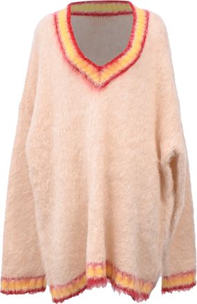 Marni Oversized V-Neck Sweater In Multicolor Mohair