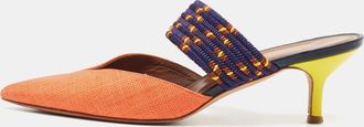 Malone Souliers Yellow/orange Raffia And Canvas Maisie Sandals