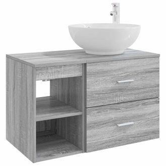 vidaXL Juego De Muebles De Ba&ntilde;o 2 Pcs Sonoma Gris Madera De Ingenier&iacute;a Vidaxl