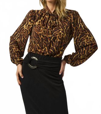 Joseph Ribkoff Animal Print Straight Top In Black/brown