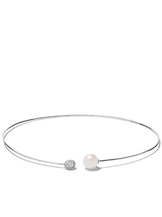 Yoko London 18kt white gold Trend Freshwater pearl and diamond necklace - women - 18kt White Gold/Diamond/Freshwater Pearl - OS - Silver