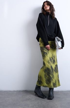 Topshop Bias Cut Satin Maxi Skirt in Light Green at Nordstrom, Size 12 Us