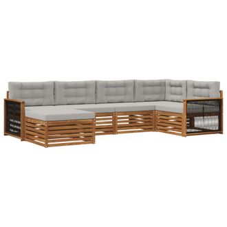 vidaXL Conjunto De Sof&aacute;s De Exterior 6 Pcs Natural Y Gris Claro Vidaxl