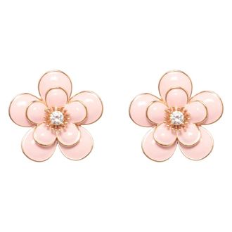 Self Portrait Oorstekers met Gelaagde Emaille Bloemen - Dames - Oorbellen - Roze - ONE Size - Accessoires