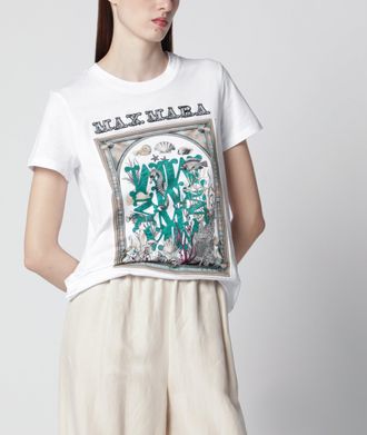 Max Mara Optical white cotton jersey T-shirt with front print