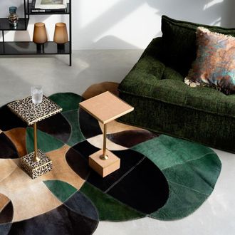 Kare Design Mesa auxiliar de acero con estampa de leopardo 25x25 cm
