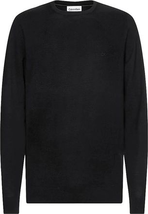 Calvin Klein Merino wollen trui - Heren - Ronde hals truien - Zwart - M - Wol - Truien & Vesten