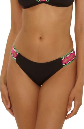 Lucky Brand Malaga Crochet Tab Hipster Bikini Bottoms in Black at Nordstrom, Size X-Large