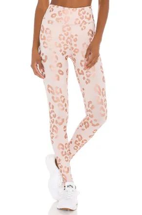 Spiritual Gangster Essential High Waist Legging In Rose Gold Lux Cheetah Print