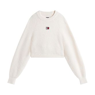 Tommy Jeans Dames Badge Raglan Lange Mouwen Sweater Top (Antiek Wit)
