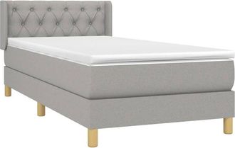 vidaXL Cama Box Spring Con Colch&oacute;n Tela Gris Claro 80x200 Cm Vidaxl