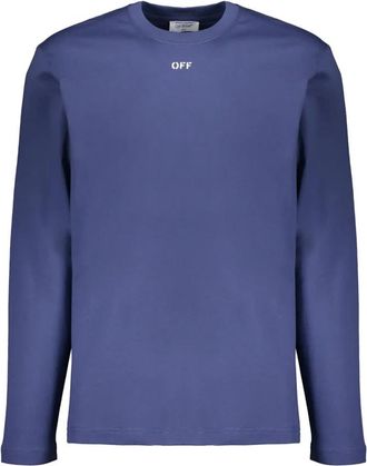 Off-white T-shirt met lange mouwen - Heren - Longsleeves - Blauw - XL - Katoen - Tops