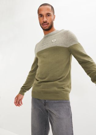 Catamaran Rundhalspullover CATAMARAN Pullover, Herren, Gr. 56/58, khaki, meliert, 50% Baumwolle, 50% Polyacryl, meliert, unifarben, Pullover Rundhalspullover