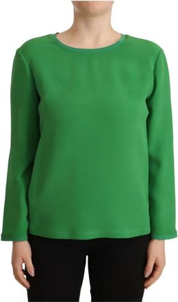 Armani Lange Mouw Ronde Hals Trui - Dames - Longsleeves - Groen - S - Tops